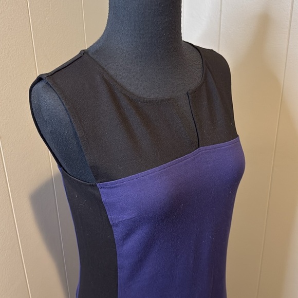 DKNY Women’s 2 Midi Dress V Neck Colorblock Back Zipper Sleeveless - Picture 2 of 6